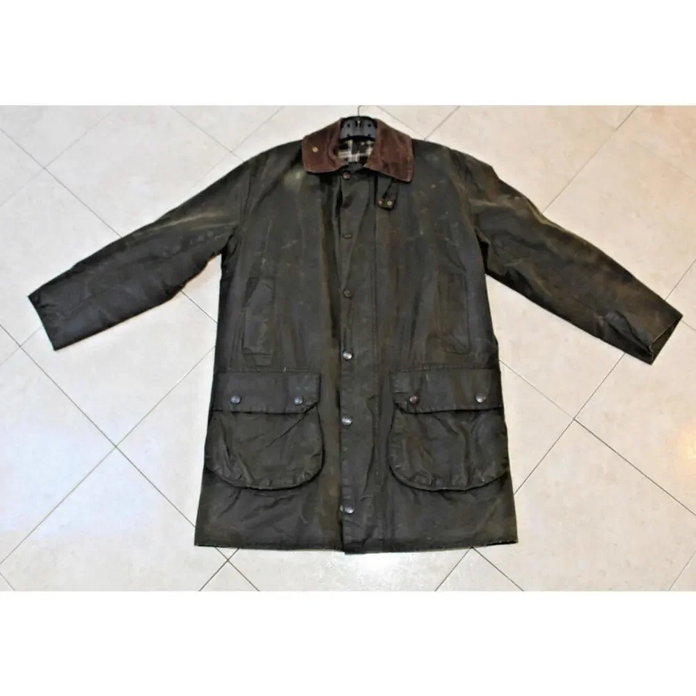 Barbour Vintage A200 Border Wax Jacket C38 Small Sage Green Country England - Picture 9 of 15